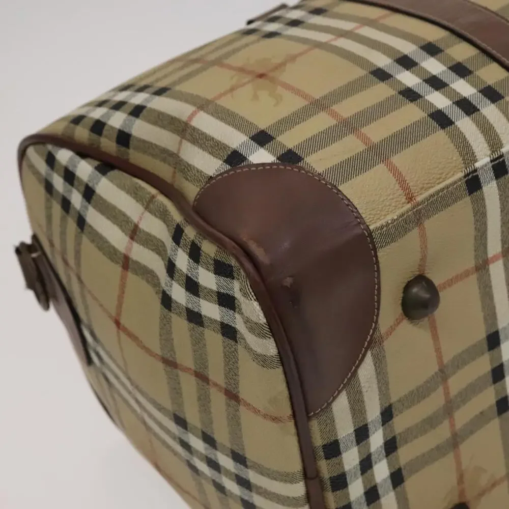 Burberry Nova Check Boston Bag Pvc Leather Beige